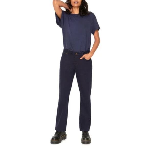 Free People Sandrine Rose Jeans Womens 26 Blue French Worker Straight Leg Cotton - Picture 1 of 10